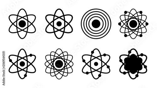 Tableau sur toile Atomic Structure Icons, Science Symbols, Nucleus Orbit Elements, Chemistry Physi