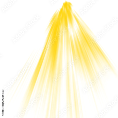 Fotografie Vibrant yellow streaks of light radiating from a single point isolated on transp