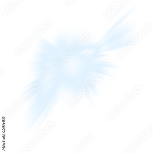 Bild auf Leinwand Light blue explosion or burst of energy on a transparent background with rays