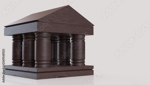 Wooden Classical Bank Building Finance Concept 3d render.
