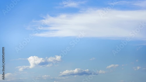 Time-lapse video footage of clouds slowly drifting across the sky on a clear day.