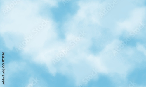 水彩で描いた雲と青空