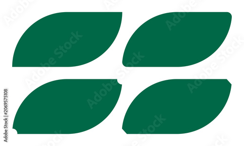 Rounded Rectangle Corner Cut Green Leaves