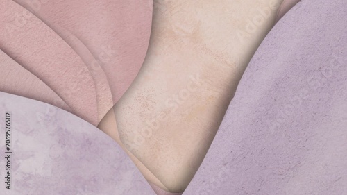 Abstract pastel layered shapes with wavy paper texture. Minimalist beige, pink, and purple background for design and decor