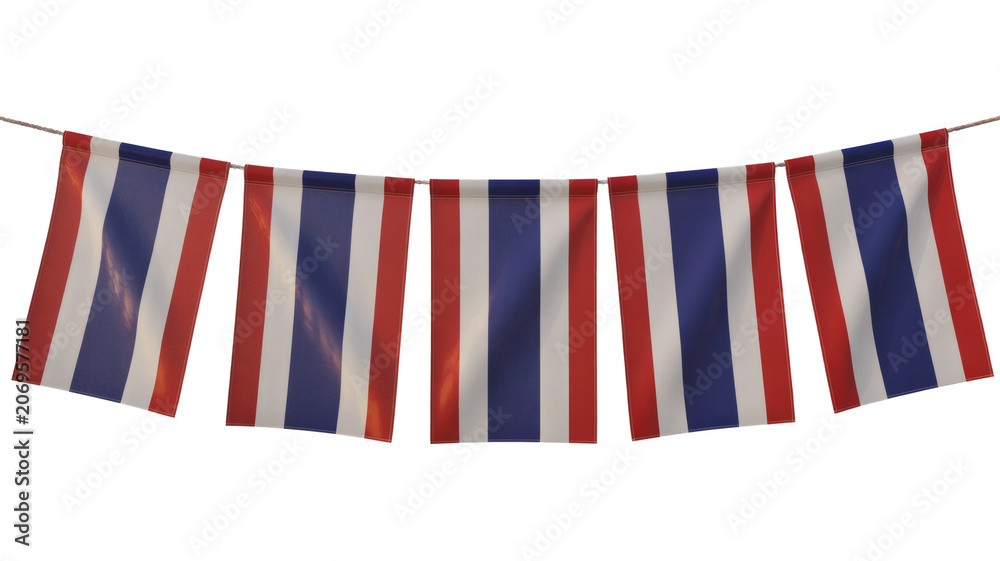 Fototapeta premium Celebrate Thailand with vibrant flag bunting perfect for festivals, events, and patriotic displays honoring Thai culture