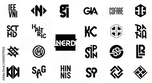 Collection of Modern Abstract Logos and Symbols - Black and White