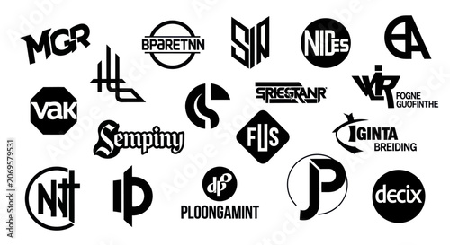 Collection of Modern Abstract Logos and Symbols, Graphic Design Elements