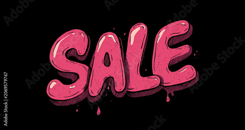 Pink sale lettering graffiti style typography