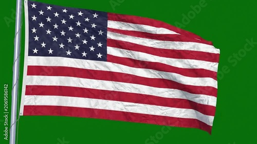 American flag waving against a green screen background