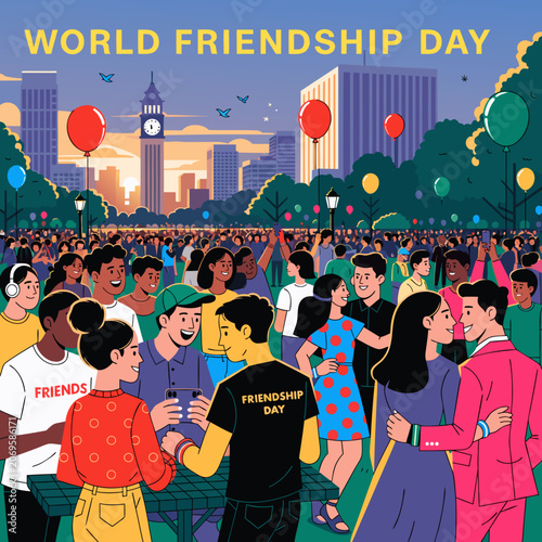 Celebrating friendship and unity on world friendship day in a lively park