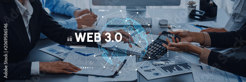 Quadro su tela Business meeting focused on Web 3