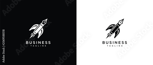 Obraz na plátne Innovative Pen Rocket Logo Design for Creative Business and Educational Growth