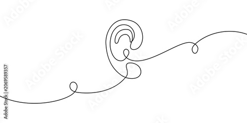 Fotografie Continuous line drawing of human ear icon