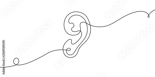 Konstfotografi Continuous line drawing of human ear icon