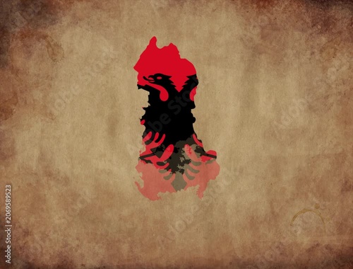 Albania map with the flag inside animation paper video 4K