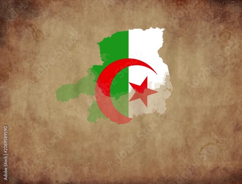 Algeria map with the flag inside animation paper video 4K