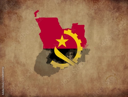 Angola map with the flag inside animation paper video 4K