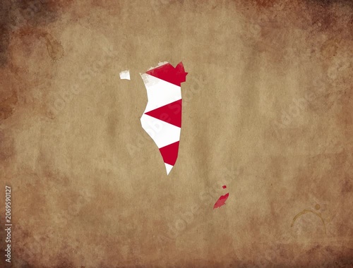 Bahrain map with the flag inside animation paper video 4K