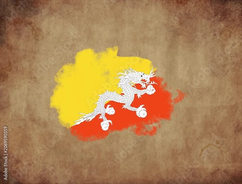 Bhutan map with the flag inside animation paper video 4K