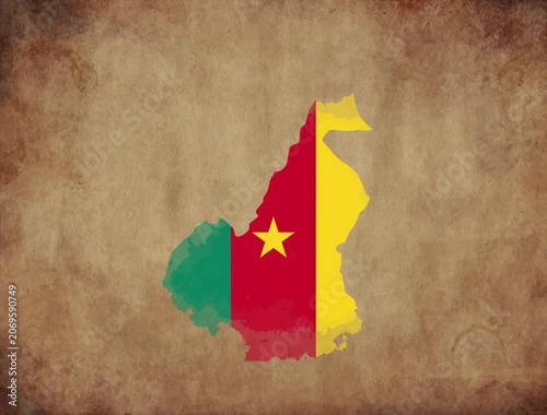 Cameroon map with the flag inside animation paper video 4K