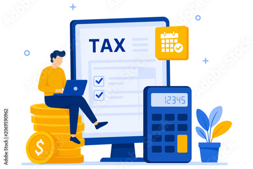 Tax Preparation and Financial Accounting Vector Illustration