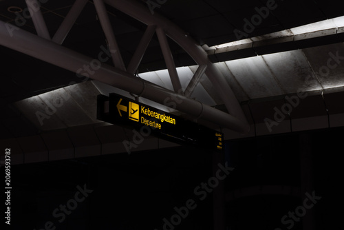 Airport Departure Direction Sign Inside Terminal