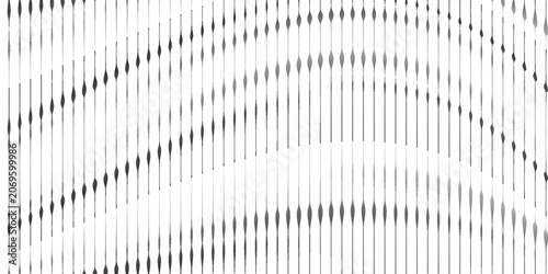 Abstract art geometric background with vertical lines. Optical illusion with waves and transition.