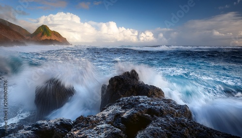 Waves Over Rocks On Lumahai