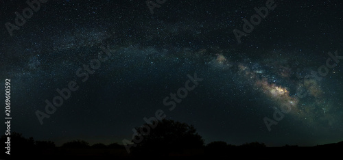 Panorama of the Milky Way at night in the Southwest