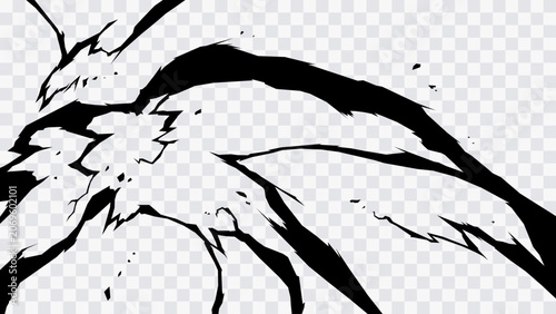 Fotografie Abstract manga lightning crack effect with jagged energy streaks and explosive impact lines