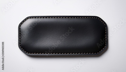 Blank Black Leather Patch On Clean White Background
