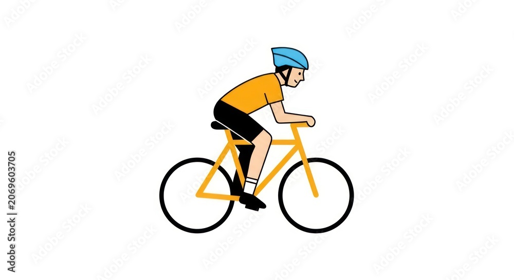 Obraz premium Man riding bicycle with safety gear.