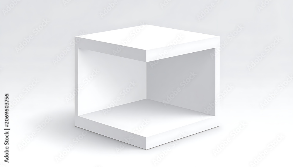 Naklejka premium Isolated empty white square podium shelf display, 3d render for product showcasing