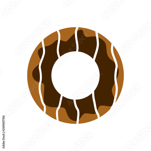 Donut chocolate with white icing.