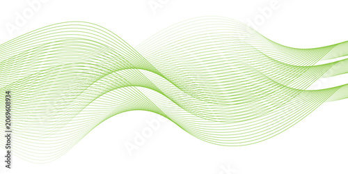 Abstract Background, Transparent Waved Lines. Green Smoke Wave. Gradient Flowing Wavy Lines. Vector illustration.
