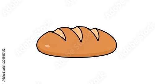 Freshly baked loaf of bread cartoon illustration isolated on white background.