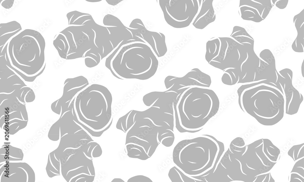 Obraz premium Doodle Javanese turmeric Pattern. Temulawak Seamless Pattern with Hand Drawn Rhizome Doodle Vector Style