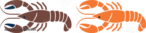 Foto Flat Cartoon Lobster and Crayfish Vector Illustration Set Featuring Brown and Or