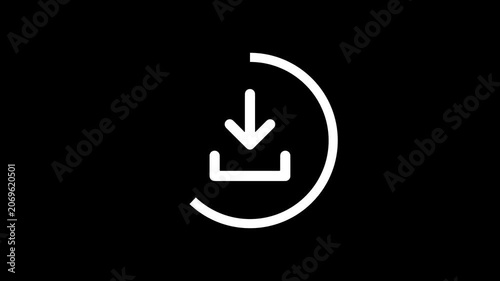 Minimalist White Download Icon Animation on Black Background
