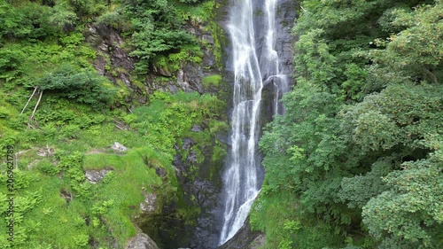 Spectacular waterfall Pistyll Rhaeadr near Snowdonia National Park in Wales