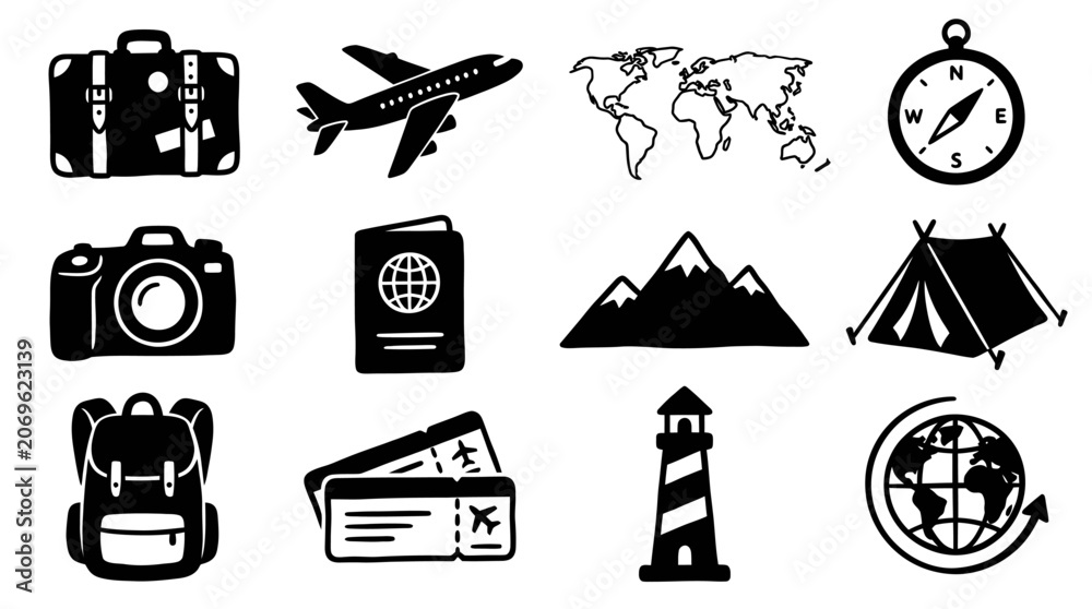 Fototapeta premium Travel and Adventure Icons Collection.