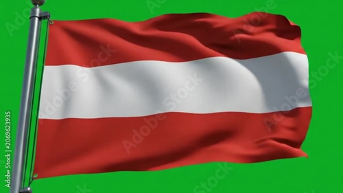 Waving flag of austria against a green screen background