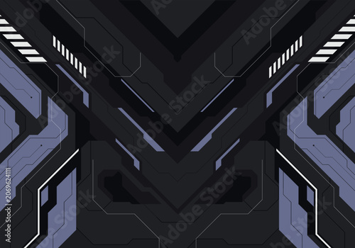 Futuristic Cyberpunk Mecha Armor Texture Background, Abstract Dark Tech HUD Sci-Fi Gaming Vector Pattern