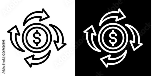 Tableau sur toile Money Flow Circulation Icon Set White Style Collection