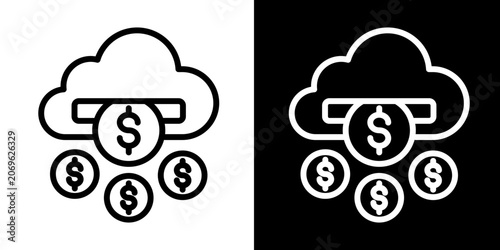 Tableau sur toile Cloud Capital Payout Icon Set White Style Collection