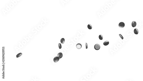 Photos Multiple Coins Mid-Air on White Background