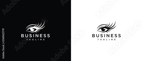 Foto Elegant Eye with Long Eyelashes Logo Design for Beauty Vision and Fashion Brands