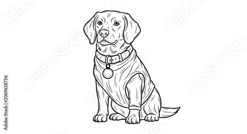 Labrador Retriever Dog Sitting Upright.