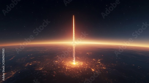 Rocket launch night earth sunrise impact