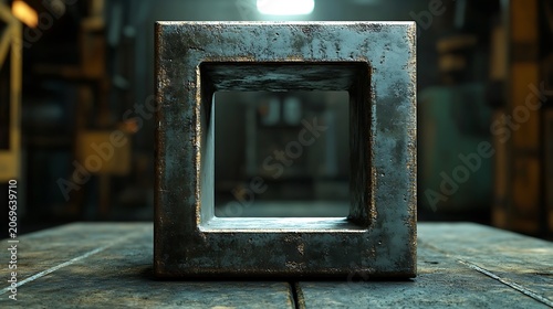 Rustic metal cube frame, workshop backdrop, product display